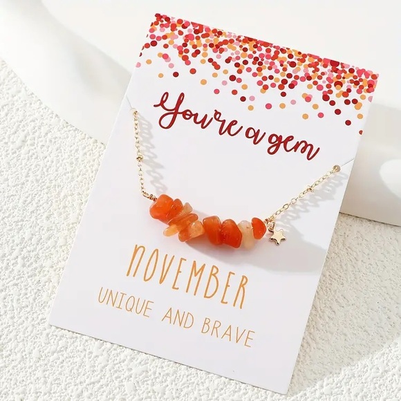 Natural Stone Chips Birthstone Necklace - Picture 12 of 13